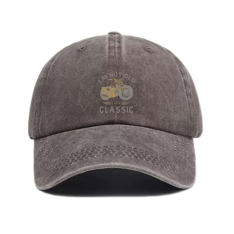 Personalisierbare Vintage-Waschbaumwoll-Baseballkappe für Herren mit Motorradmuster Hüte Reitkappen Papa-Kappe Verstellbar Roadtrip Outdoor-Hut