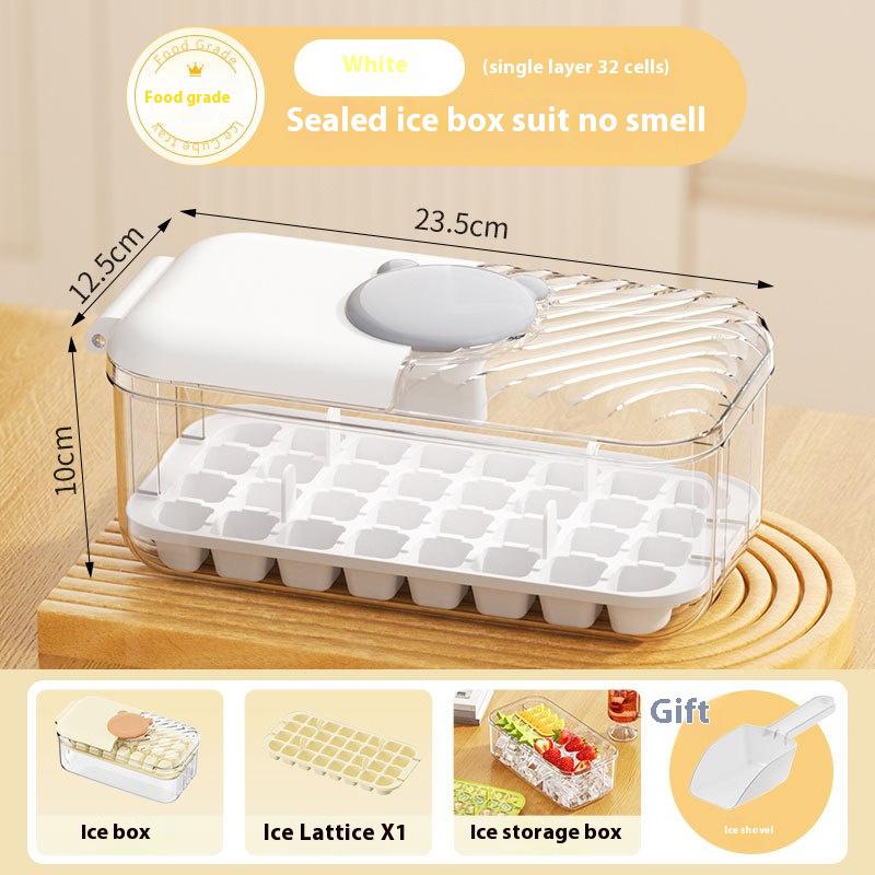 32/64 Grids Press Type Ice Cube Tray With Lid And Storage Box Ice Cube Maker Mold For Home Use Reusable Ice Cube Mold For Cockta