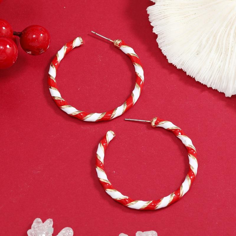 Christmas Color Block Hoop Earrings