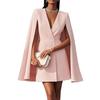 Autumn Commute Double Row Belted Shawl Cape Solid Color Suit Dress Women's Clothing