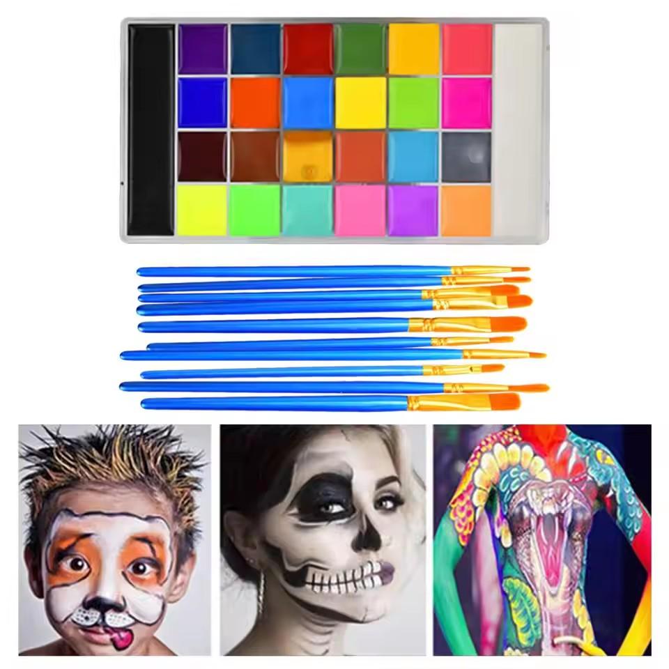 20 Color Face & Body Paint Palette Long Lasting Safe Halloween Oil Body Painting Pigments for Face Body Cosplay Performance