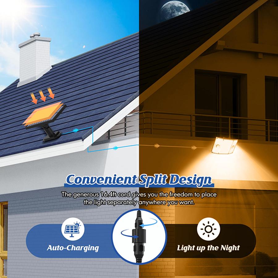 Solar Security Light Outdoor Garden 243 LED Solar Dual PIR Motion Sensor Light 3 Modes Solor Powered Wall Lights for Garden Fenc