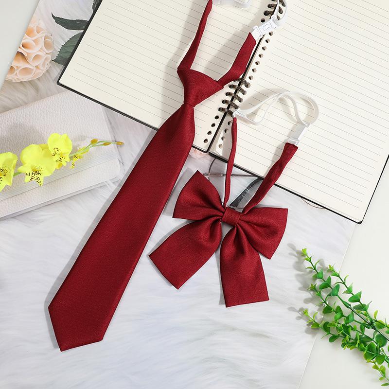 Jk Japanese College Style Tie Female Lazy Free Black Red Student Casual Gray Small Tie Tie Flower