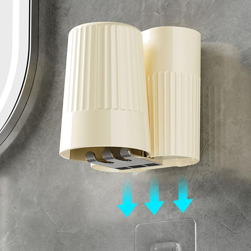 Étagère Murale Porte-Brosses à Dents Sans Perçage Salle de Bain Multifonctionnel Support à Dentifrice Rangement Tasses Rince-Bouche