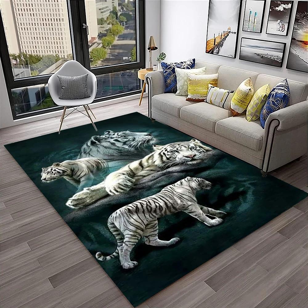 Tappeto Animale Tigre dei Sogni 3D Cartoon per Casa Soggiorno Camera da Letto Divano Zerbino Decorazione, Tappeto per Area Giochi Bambini Tappetino Antiscivolo
