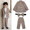 2025 Autumn British Plaid Tuxedo Suit for Kids: Boys' & Girls' Performance Vest Costume