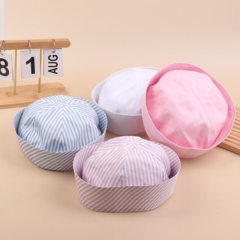 Korean Striped Sailor Hat Lovely Sweet Turn-Up Brim Dome Cap Versatile Cap Girly French Hats Cosplay Party Supplies