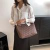 2025 New Plaid Tote Large Bag Casual Simple Chain Shoulder Bag Large Capacity Retro Solid Color Underarm Bag