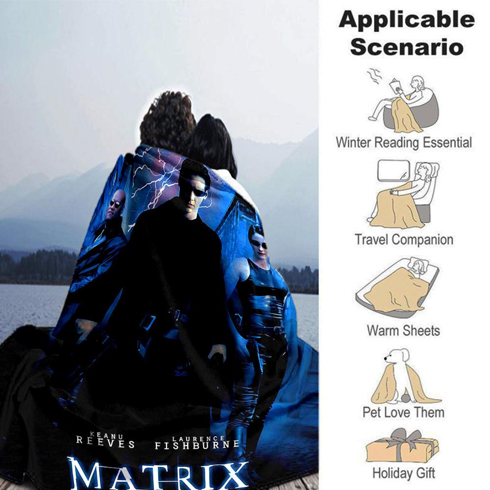 1pc Matrix Keanu Reeves Flannel Blanket Soft Warm Throw for Home, Office, Travel, All-Season Cozy Bedding GiftL1194