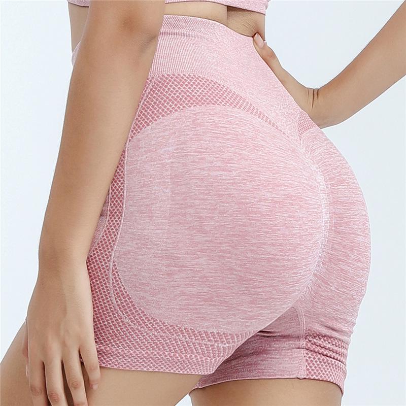 Women's High Waist Smiley Peach Yoga and Running Shorts - Three-Quarter Length