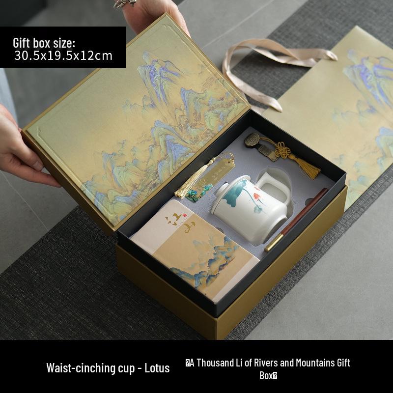 Jade Conference Sheep Fat Porcelain Tea Cup with Lid – White Ceramic Mug for Home and Office, Ideal Gift