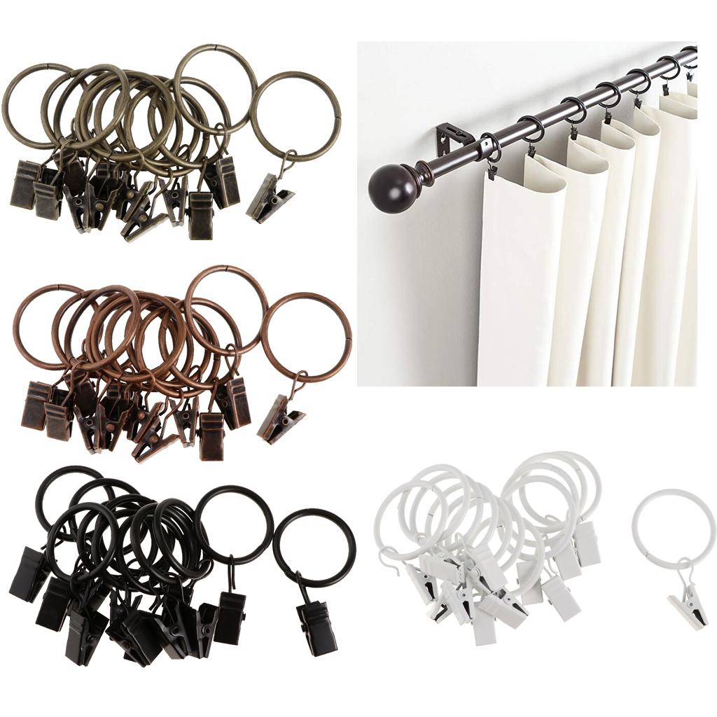 12 Curtain Rings Made of Coated with Clips, 25 Mm / 32 Mm Diameter