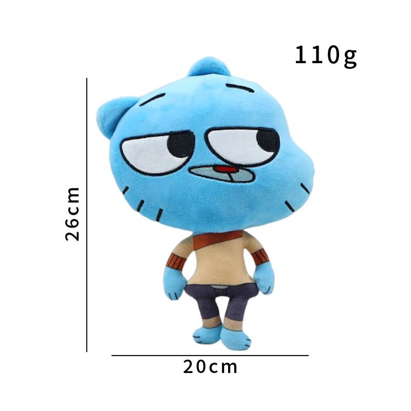 Bambola Peluche Darwin di Lo Straordinario Mondo di Gumball Cartone Animato Banana Joe Anais Richard Nicole Peluche Kawaii Morbido Cuscino Decorativo Giocattolo Regalo per Bambine