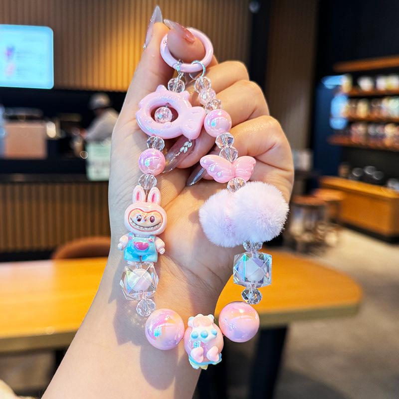 

Креативный мультяшный кулон-брелок с бусинами для мобильного телефона, подвеска для школьного рюкзака, парный, подвеска-брелок для ключей от машины, подарок