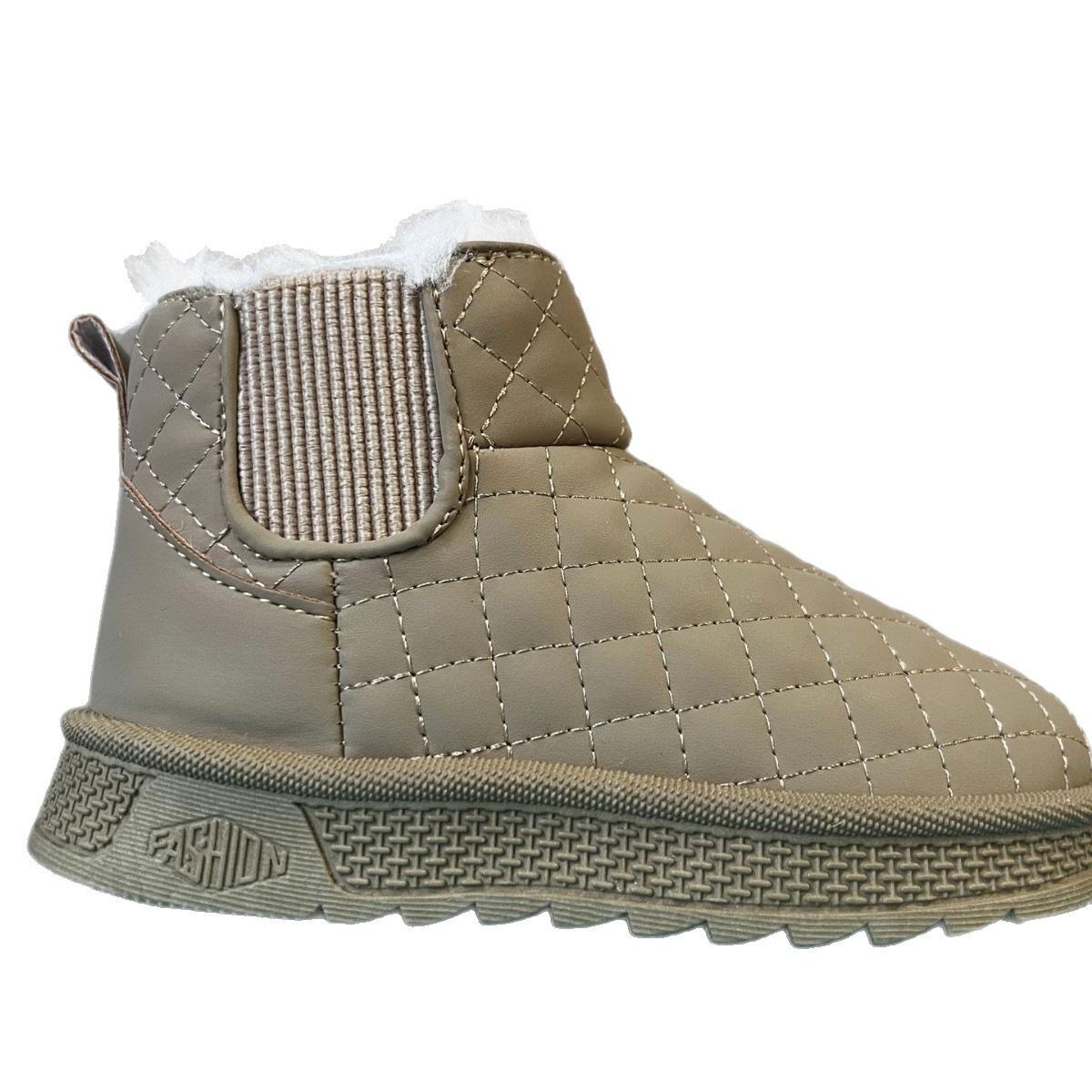 

[Baby Snow Boots for Girls Winter Cotton Shoes Toddler Walking Boots Fleece Lined Boys New Arrival] size 21 хаки