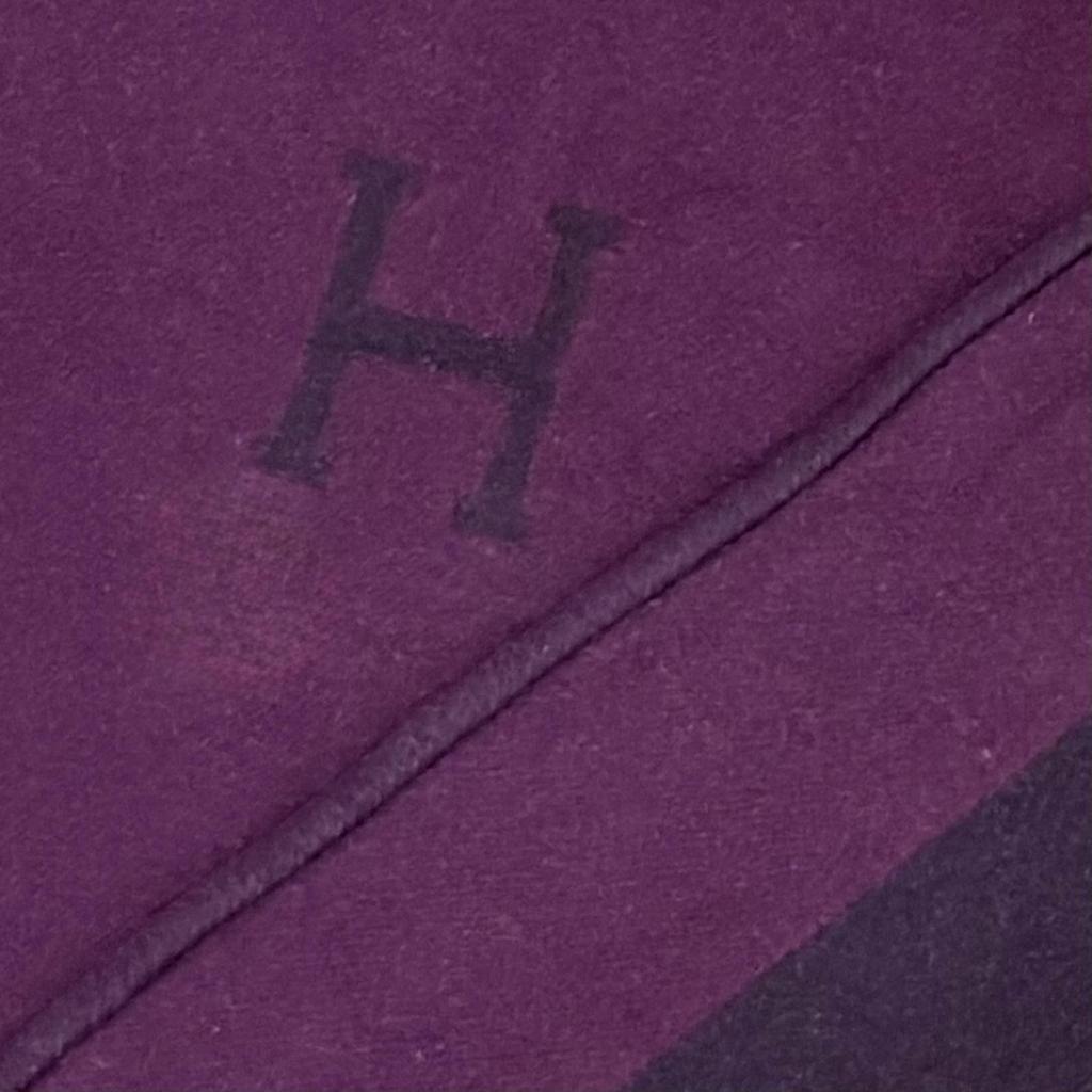 Great HERMES blanket Avalon H logo cashmere blend large size Purple mens Used