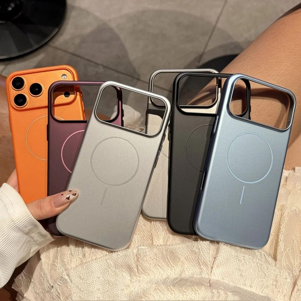 Official Orange Magnetic Frosted Hard Phone Case For iPhone 17 Air 16 15 14 13 12 Pro Max Plus For Magsafe Wireless Charge Cover