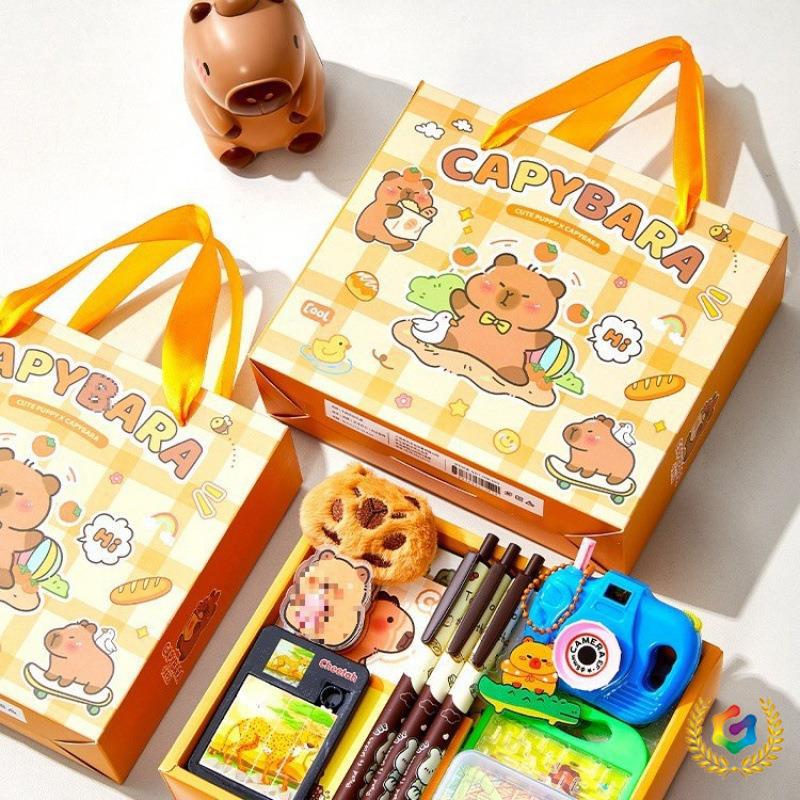 Capybara Schreibwaren Geschenkbox für Kinder: Perfekt für den Kindergarten, den Kindertag oder den Geburtstag - Ideales Geschenk für das Lernen und die Kreativität von Mädchen.