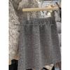 Grey Wool Loop Yarn A-Line Winter Skirt - Slimming Petite Women's Fashion Short Skirt