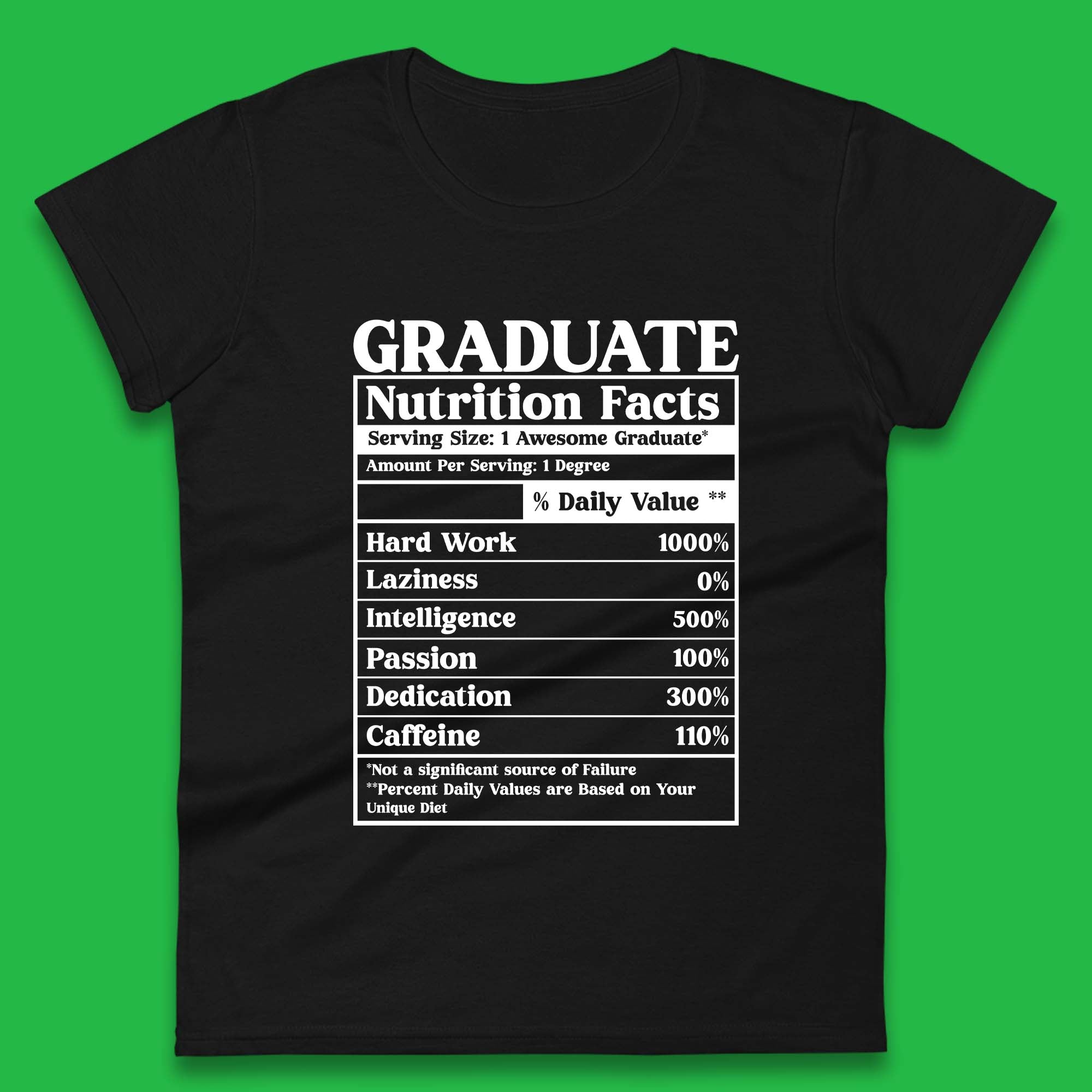 Graduate Nutrition Facts Womens T-Shirt Mens Tops Tees Unisex S