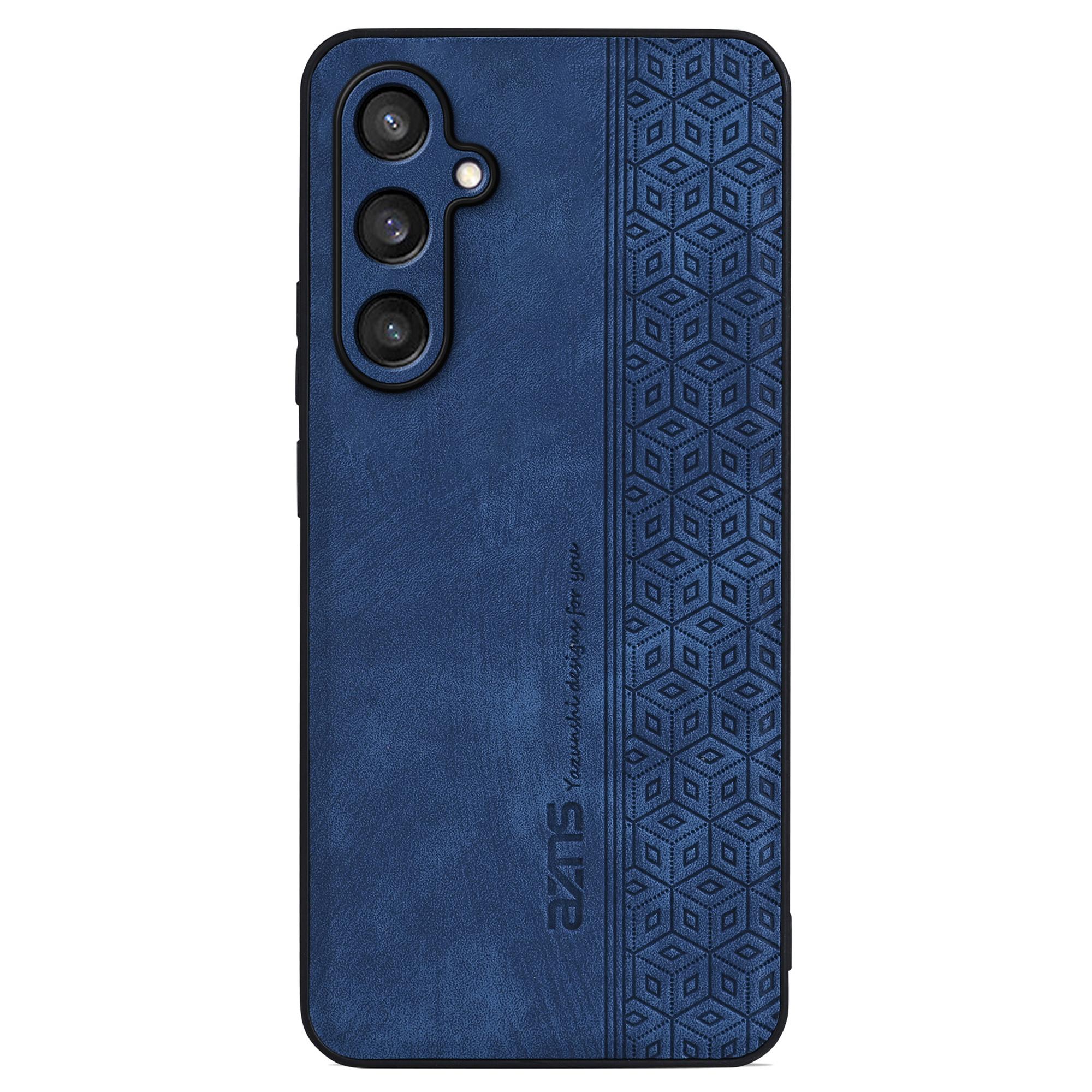 

AZNS For Samsung Galaxy S24 FE Shockproof Case Anti-Drop PU Leather+TPU Phone Cover Blue