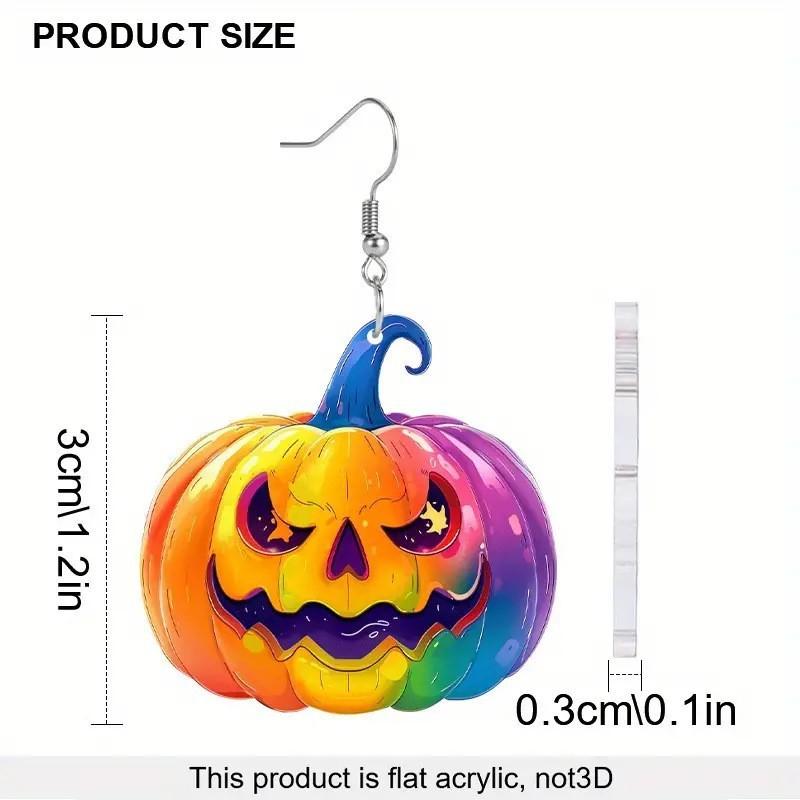 Creative Halloween Themed Colorful Pumpkin Pattern Women Acrylic Earrings For Party Fashion Accessories
