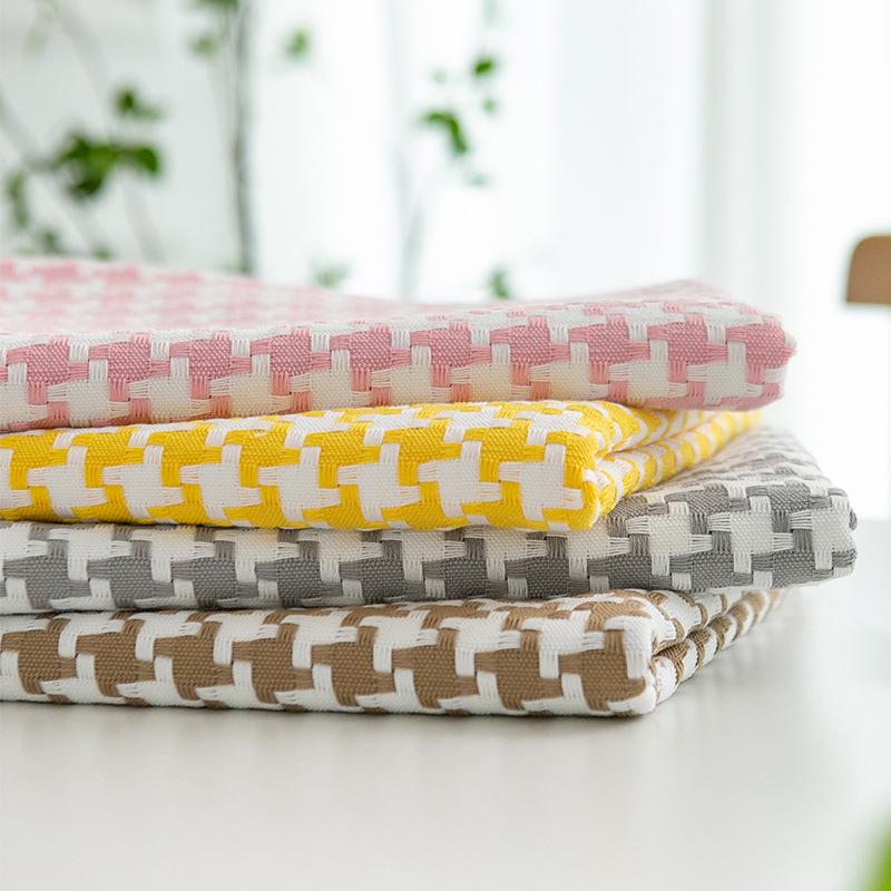 Thick Houndstooth Cotton Linen Tablecloth Simple Black White Checkered Tea Table Cover