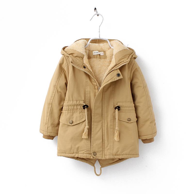 Boys and Girls Autumn and Winter Hooded and Plush Thick Jacket Children's Warm and Cold Coat