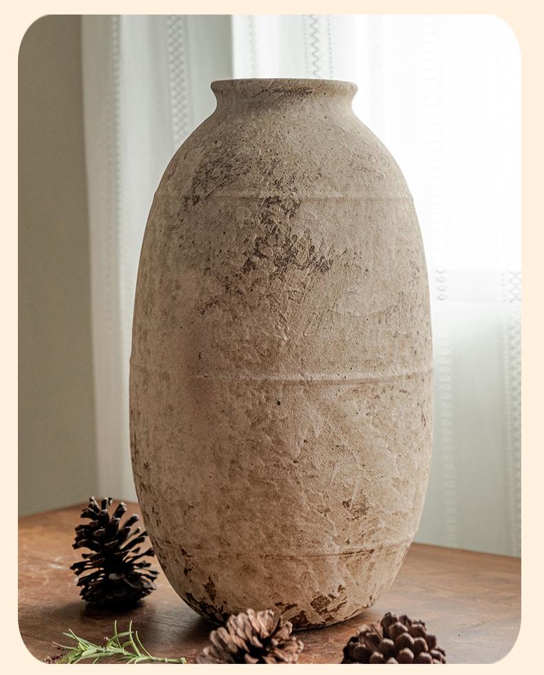 Wabi-Sabi Style Jingdezhen Ceramic Vase - Retro Coarse Pottery Centerpiece Jar