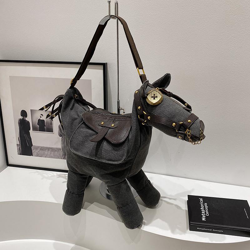 Borsa a Sella in Tela con Chiusura a Zip per Viaggi Casual e Street Style