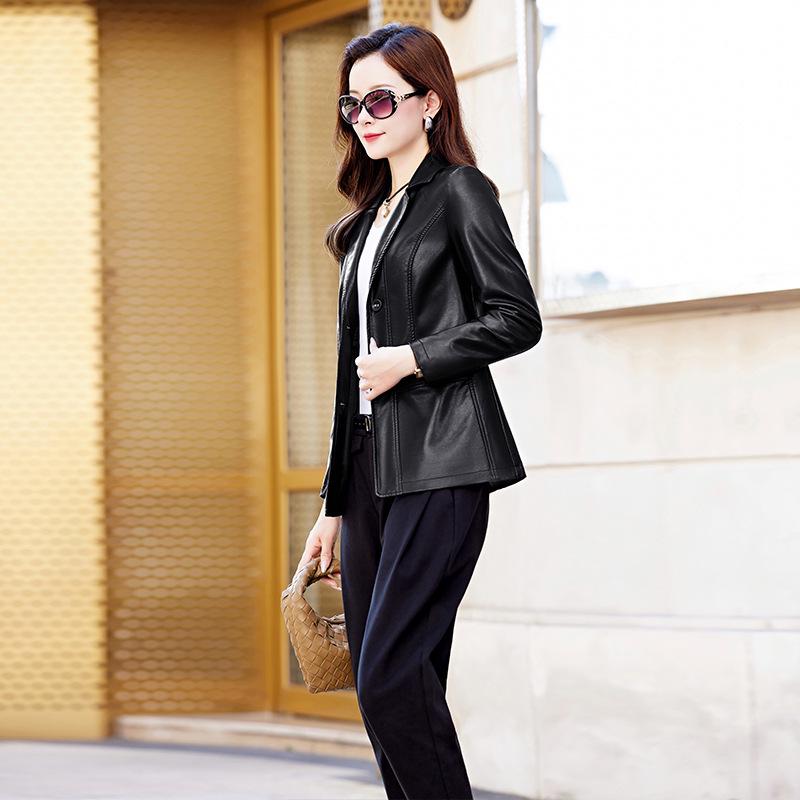 

Женская куртка средней длины из овчины Haining - Коллекция высокого класса Осень 2025 M чёрный