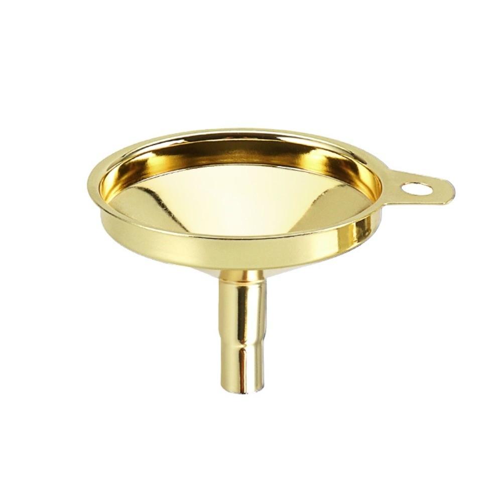 Stainless Steel Kitchen Funnel Gold Color Metal Filter Metal Funnel Functional Design Cone Shape Oil Liquid Funnel Kitchen Use