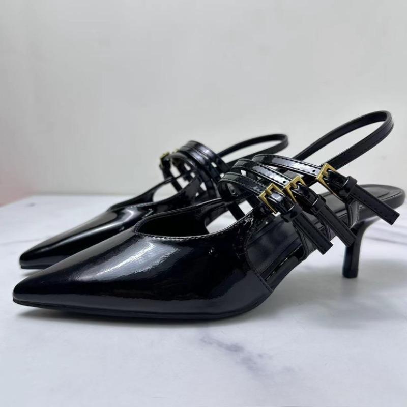 New Arrival Women's Sandals with Buckle Strap High Heels Elegant Pointed Toe Stilettos Summer shoes White Party Dress