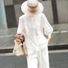 Lanse'er Women's Embroidered Lantern Sleeve Cotton Blouse