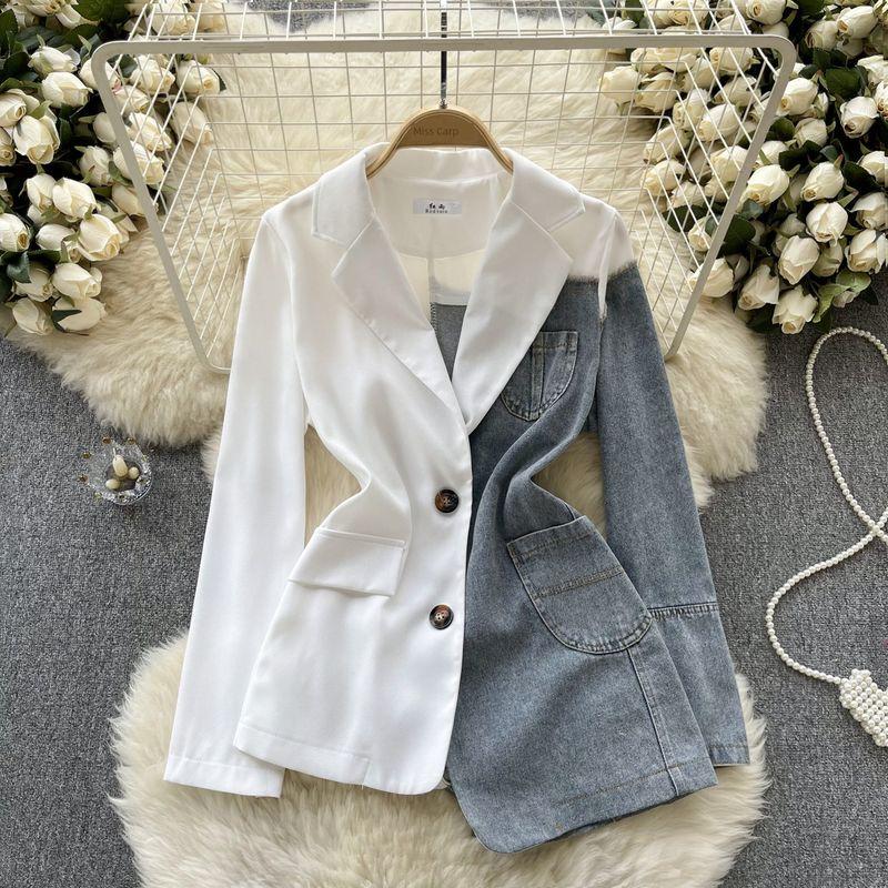 

Fried Street Denim Adult Lady like Woman Elegant Top Suit Outwear White All yards