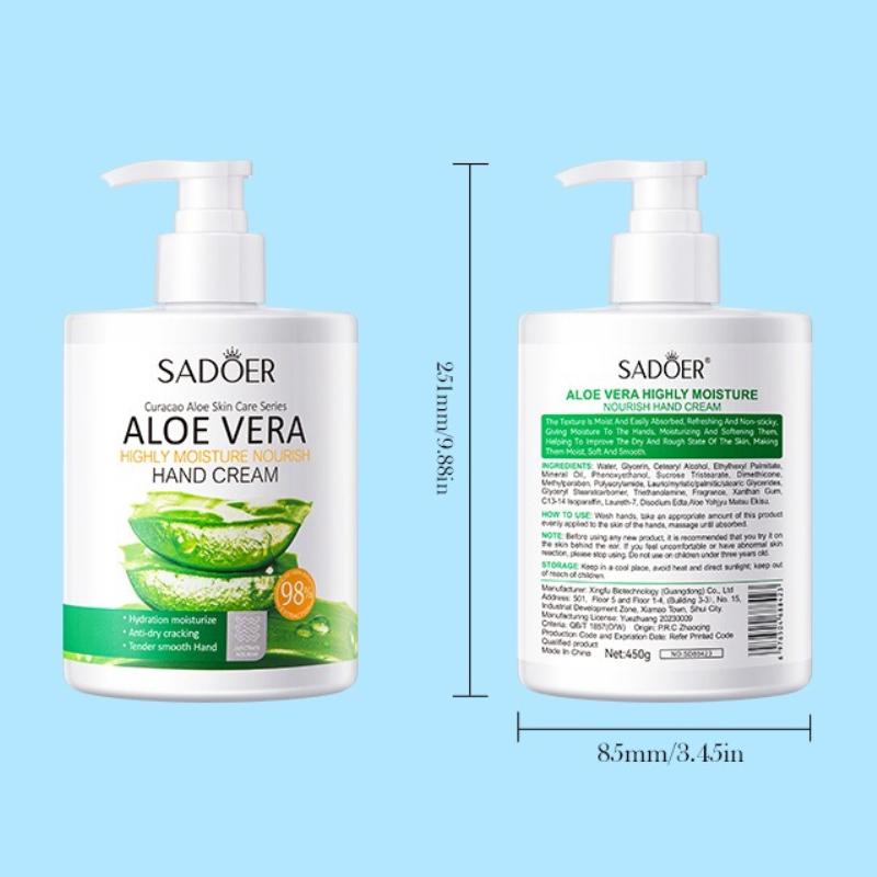 Pump Head Hand Cream 450g SADOER Vitamin C Aloe Vera Whitening Large Capacity