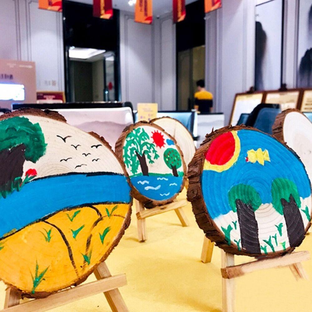 Board DIY Crafts Natural Round Pine Round Wooden Slices DIY Wooden Drawing Board Unfinished Wood