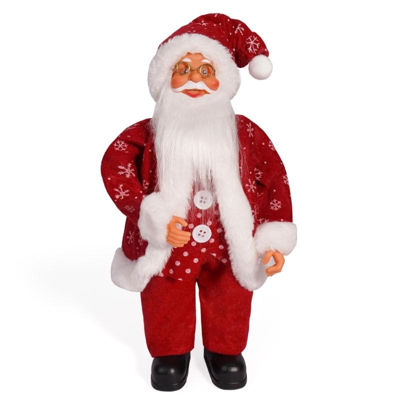 Festival Santa Statue 12" Colorful Checkered Standing Santa Figurine Dolls Christmas Desktop Decoratove Ornament Gift