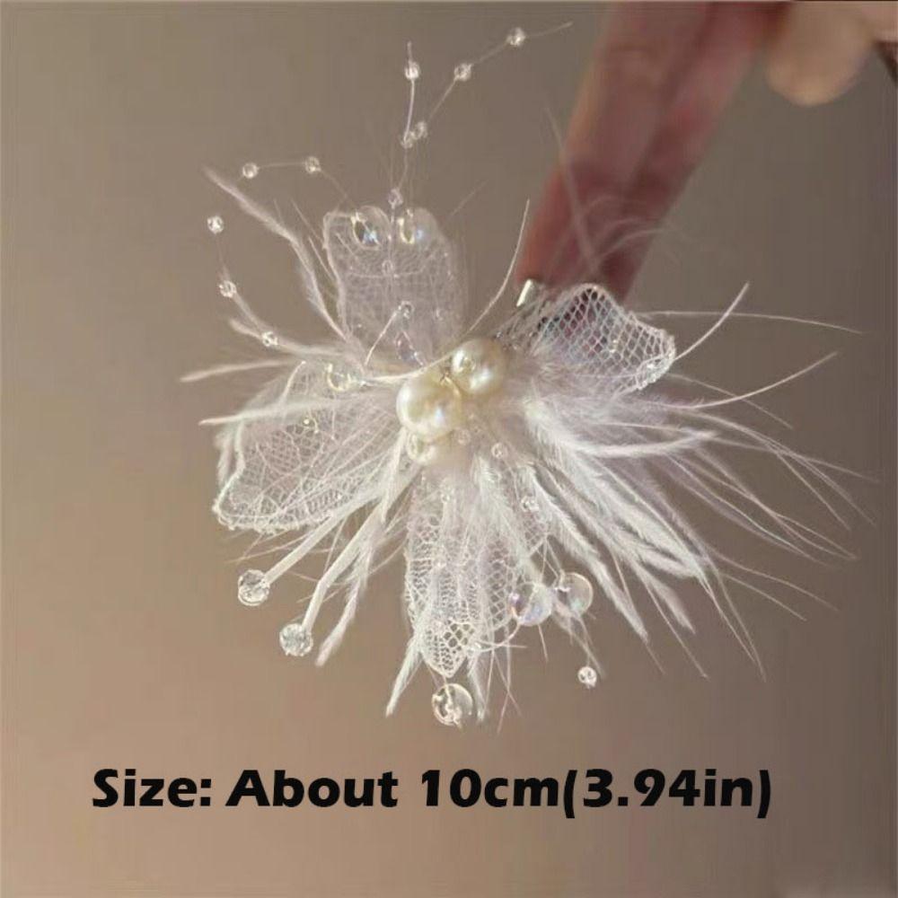 Pearl Feather Hair Clip Side Clip Styling Hairpin New Duckbill Clip Women