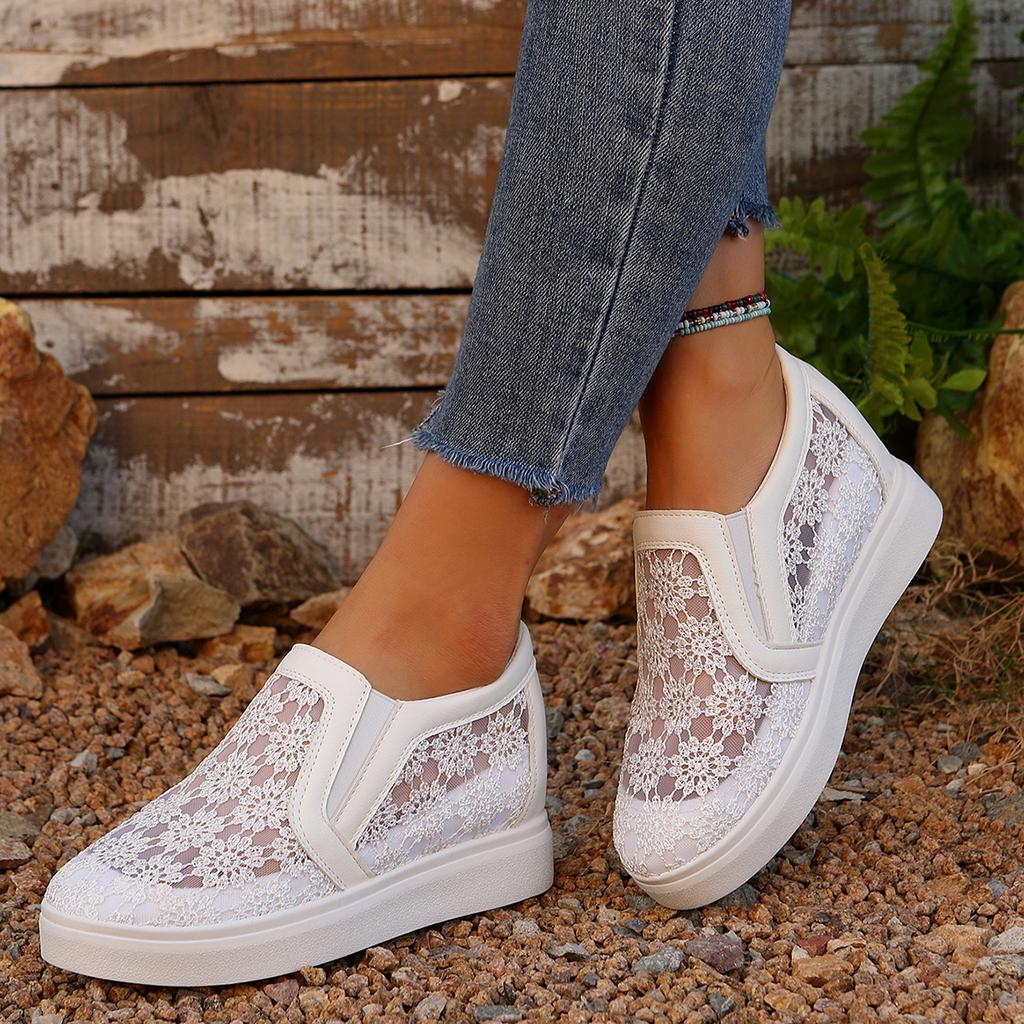 Fashion Comfortable Women Loafers Sandals Lace Slip On Walking Shoes White Designer Casual Shoes Ballet Sandals Women Shoes for Women