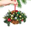 Wooden Mini Artificial Hanging 2D Flower Basket Pine Branch Pinecone Xmas Tree Ornament Christmas Pendant Decoration 2024