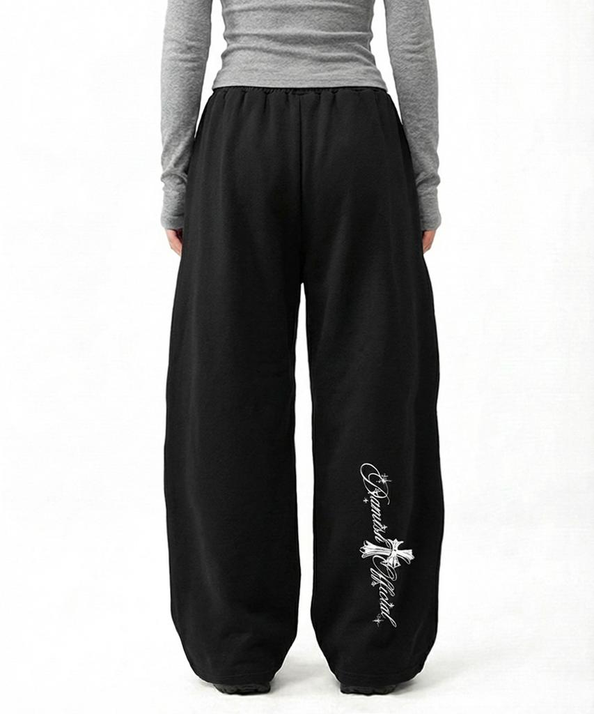 Damiswi Cross Wide One-Pleat Sweatpants_Black
