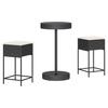 3 Piece Outdoor Bar Set with Cushions Black PE Rattan