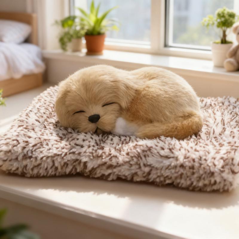 Simulated Napping Dog Cloth Mat & Plush Toy - Cute Animal Ornament, Perfect for Car Decoration & Desktop Decor