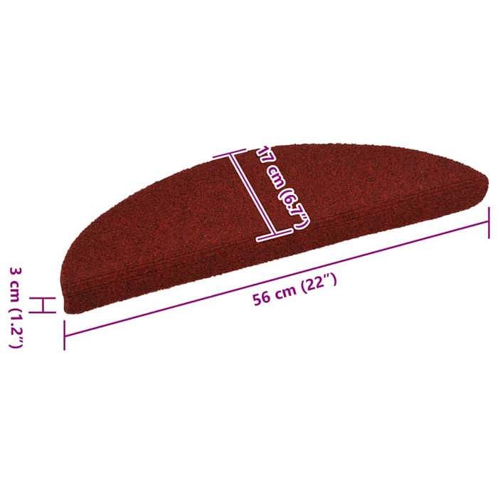 VidaXL Tapis d'escalier autocollants 15 pièces 56 x 17 x 3 cm Rouge bordeaux Demi-rond 132694