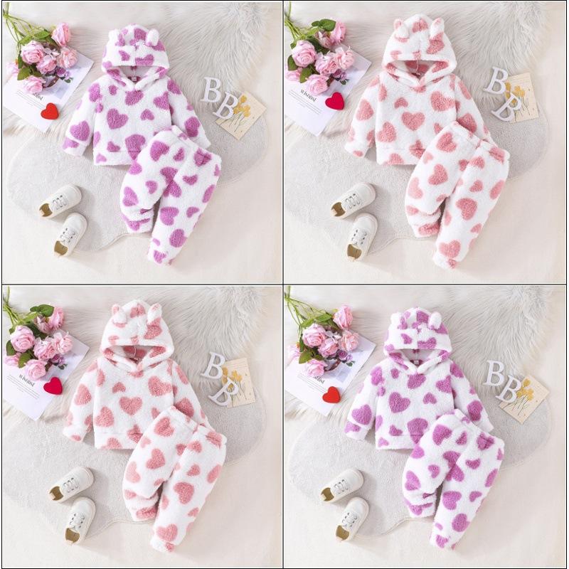 Printed Bear Furry Boys' Popular Hooded Two-Piece Set