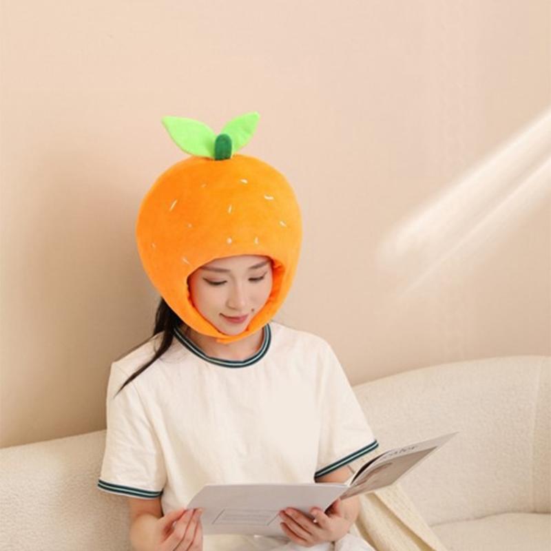 Ny Rolig Satsumas-Huvudbonad Plysch Satsumas-Hatt Tecknad Frukt-Huvudbonad Hatt Fotorekvisita för Kvinnor Män Gåvor
