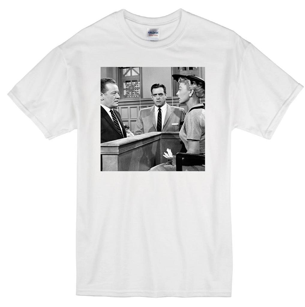 PERRY MASON HAMILTON BURGER RAYMOND BURR ATTORNEY LAWYER RETRO TV WHITE T-shirt