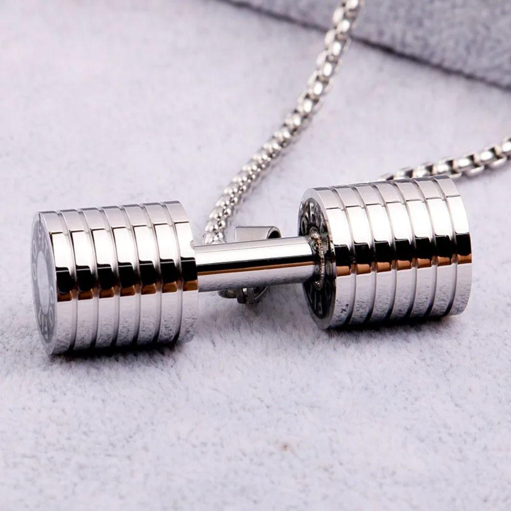 Zinc Zinc Alloy Fitness Series Pendants Bead Chain Dumbbell Sports Necklace  Jewelry Accessories