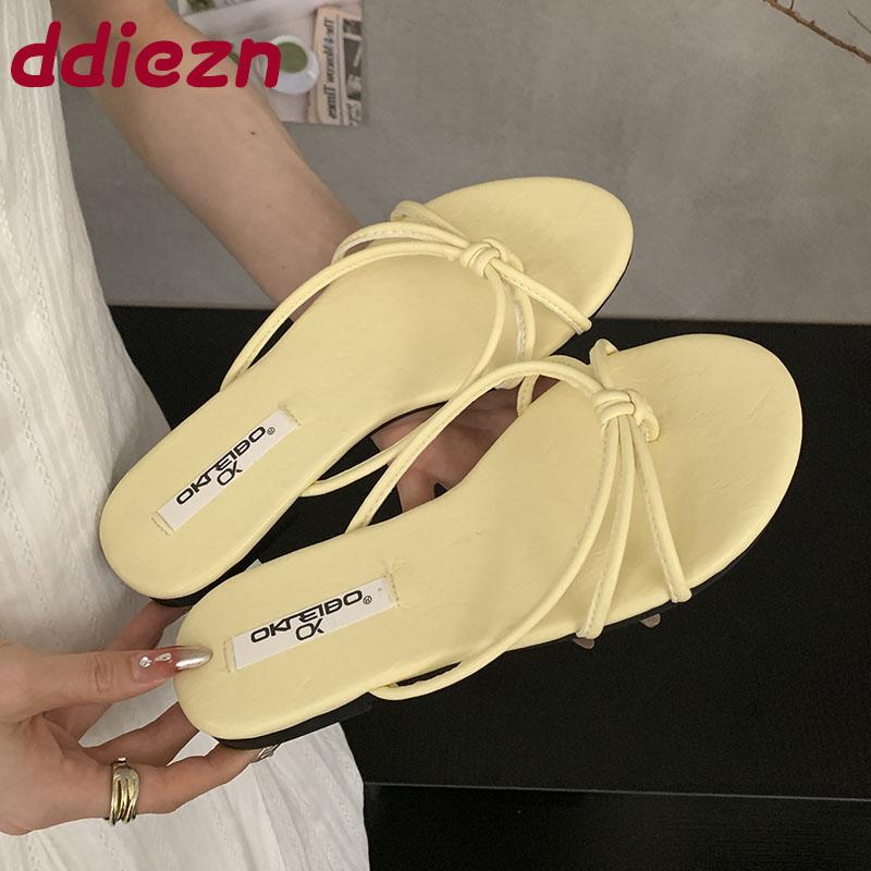 Fashion Fashion Round Toe Ladies Flats Slippers Sandals Shoes Summer Beach Female Slides Footwear Women Flats Slippers Shoes Flip flops